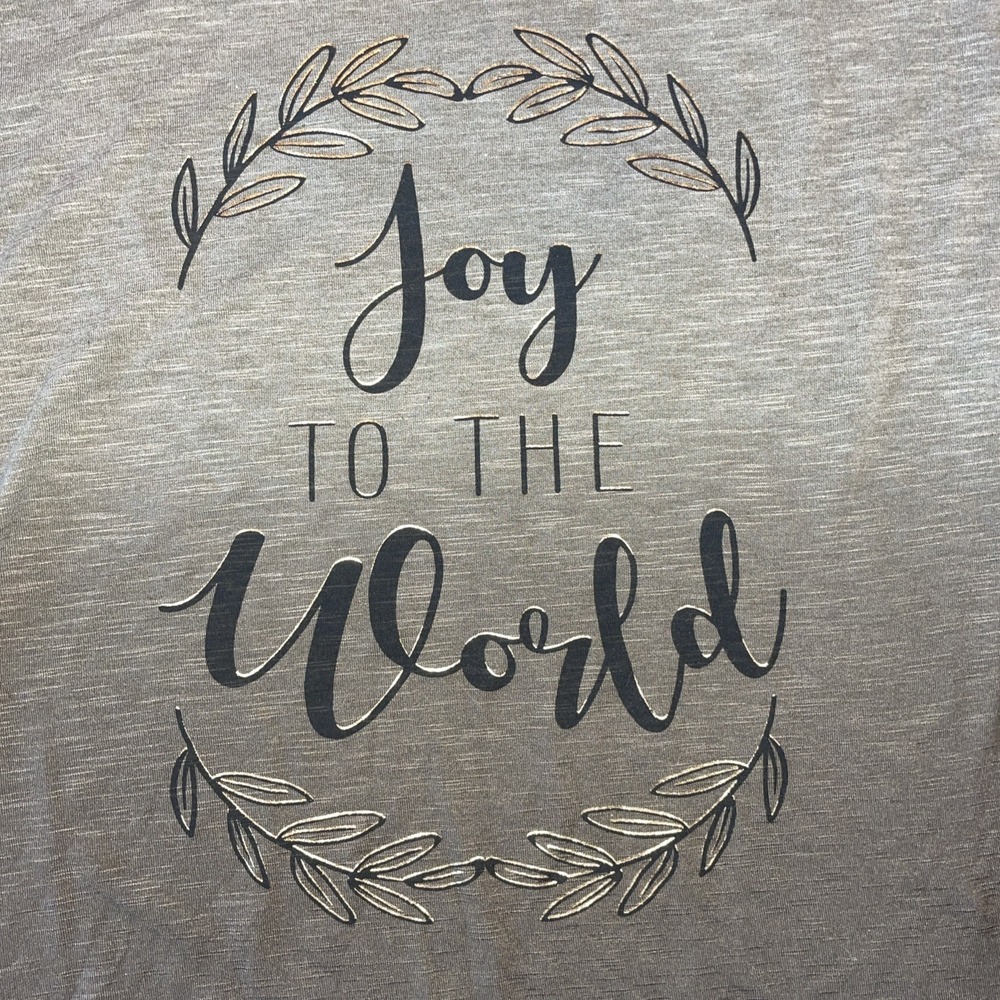 Est. 1946 Long‎ Sleeve Tshirt "Joy to the World" Large Grey to Black Ombre